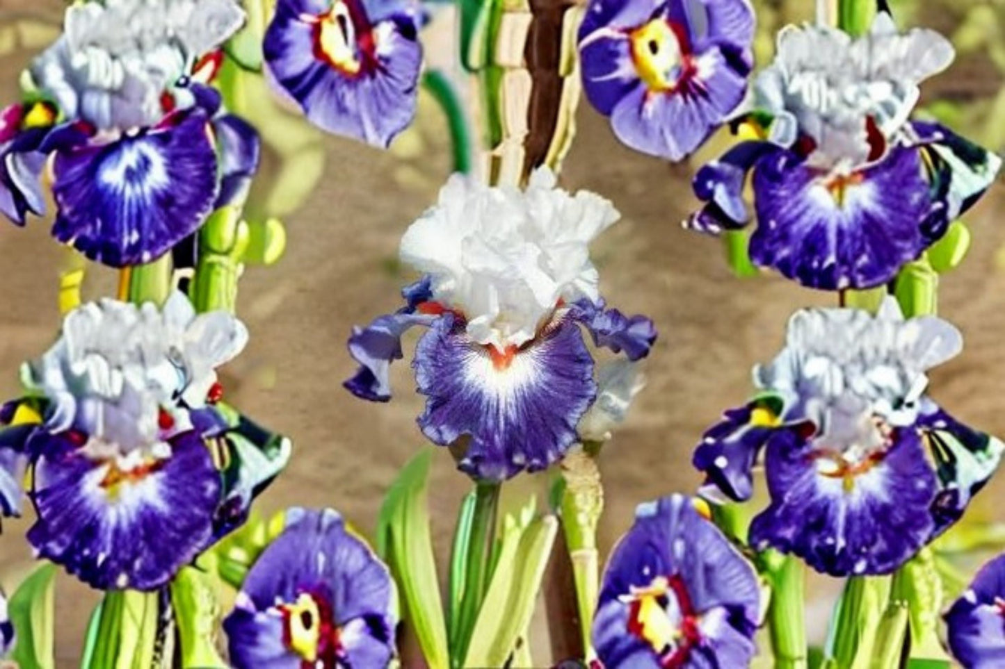 Gypsy Lord Iris Live Plant – Violet White Bearded Iris Perennial – Hardy Garden Flower – Iris germanica
