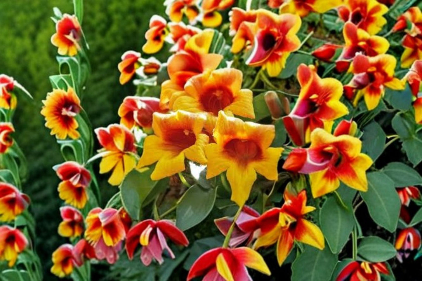 Gold & Crimson Crossvine Live Bare Root Plant – Bignonia capreolata Flowering Vine for Garden, Trellis, Fence