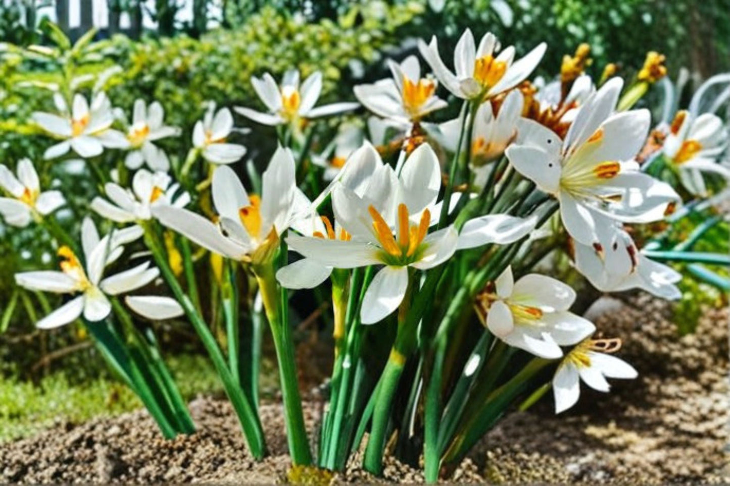 White Rain Lily Bulbs – Zephyranthes candida, 5 Bulbs, Elegant White Flowers, Easy to Grow Garden Bulbs