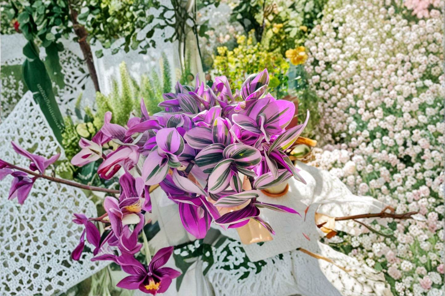 Tradescantia Nanouk 3 Cuttings – Tradescantia albiflora ‘Nanouk’ – Pink, Purple & Green Striped Houseplant for Bright Indoor Decor