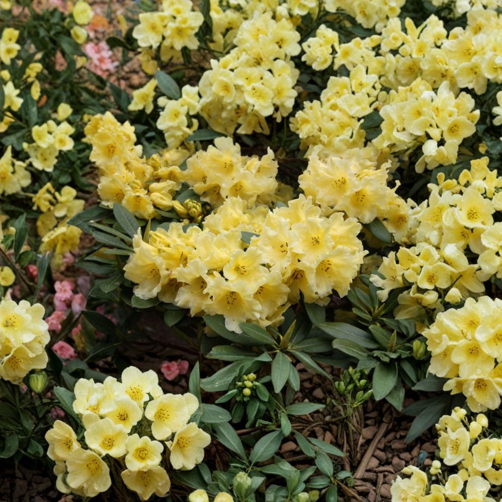 Rhododendron ‘Hotei’ – Evergreen Shrub with Yellow Midseason Blooms – One Gallon Container Plant