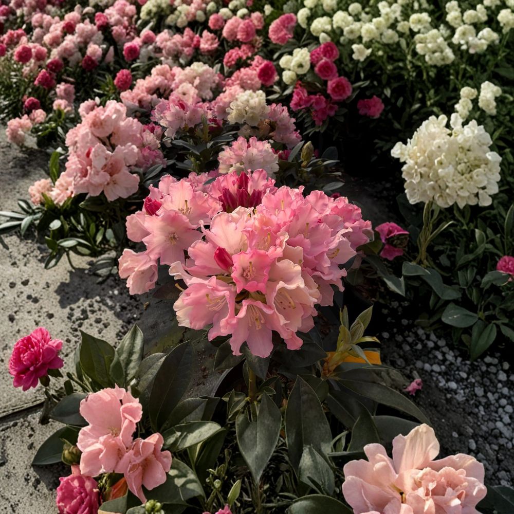 Rhododendron ‘Dreamland’ Live Evergreen Shrub, White Blooms with Pink Accents, Cold Hardy, Container Grown Plant