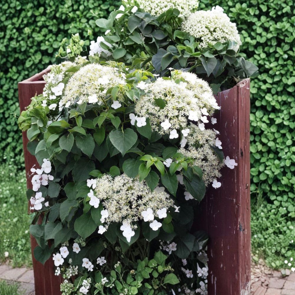 Climbing Hydrangea Vine – Live Flowering Plant in 4 Inch Pot, Hydrangea anomala petiolaris, Hardy White Bloom, Garden Trellis Climber