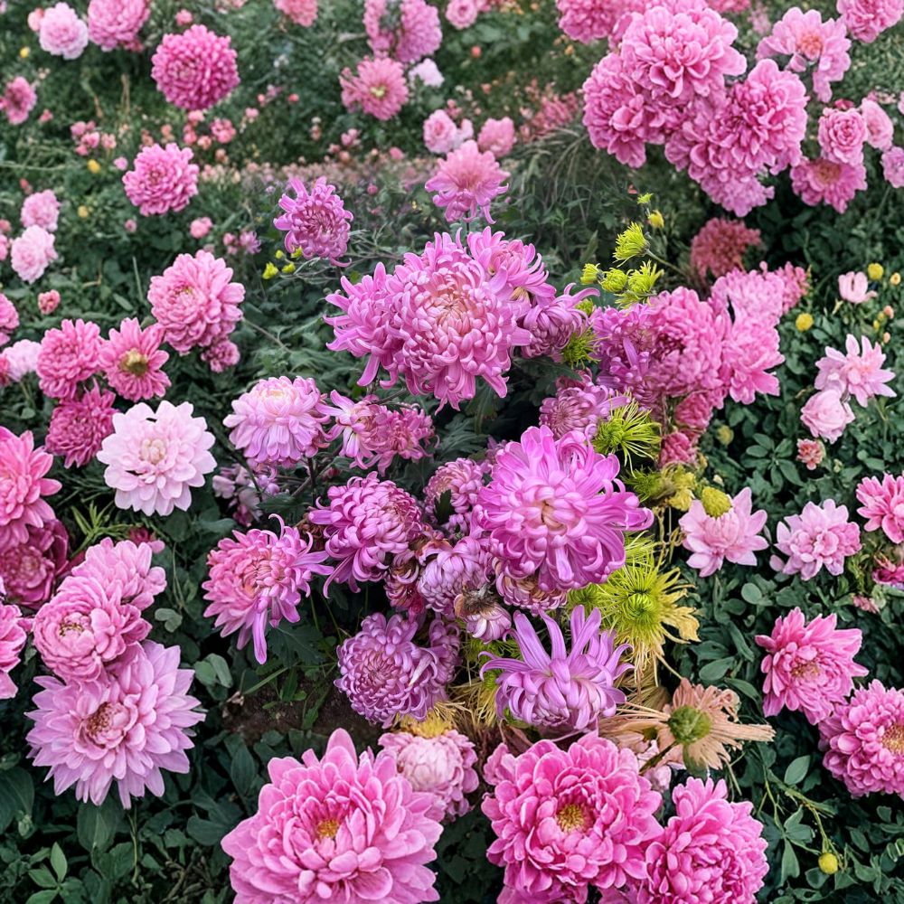 2-Pack Pink Queen Mum Plants – Chrysanthemum Perennial Flowers in Nursery Pots, Large Pink Blooms, Hardy Garden Mums, 粉国华菊花