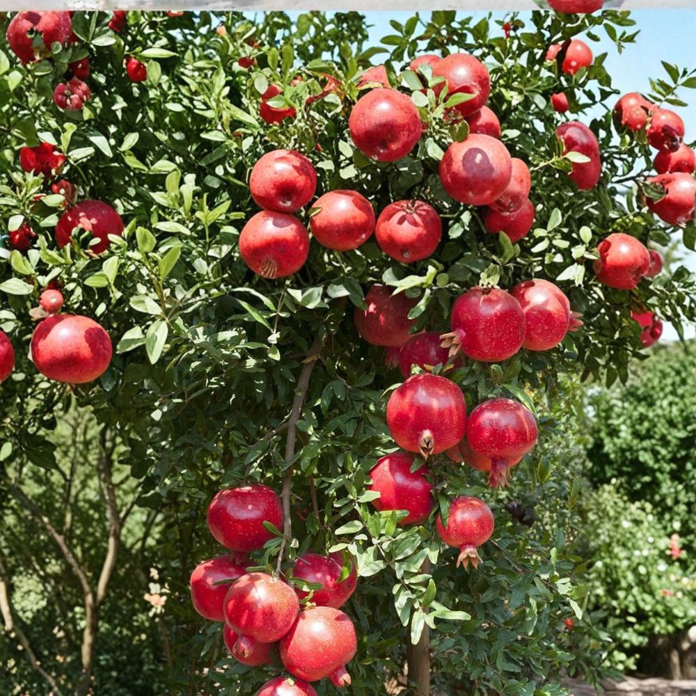 Cold Hardy Soft Seed Pomegranate Tree – Punica granatum Live Plant with Nursery Pot, Ornamental Flowering and Sweet Red Fruit