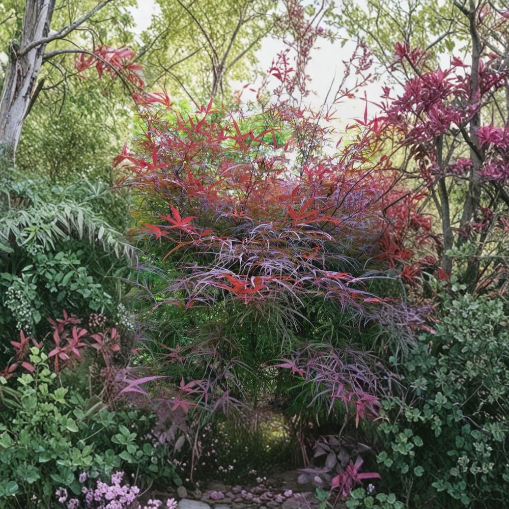 Acer palmatum ‘Hubbs Red Willow’ – Bamboo Leaf Japanese Maple in #3 Container, Red Linearilobum Maple, Small Garden Tree