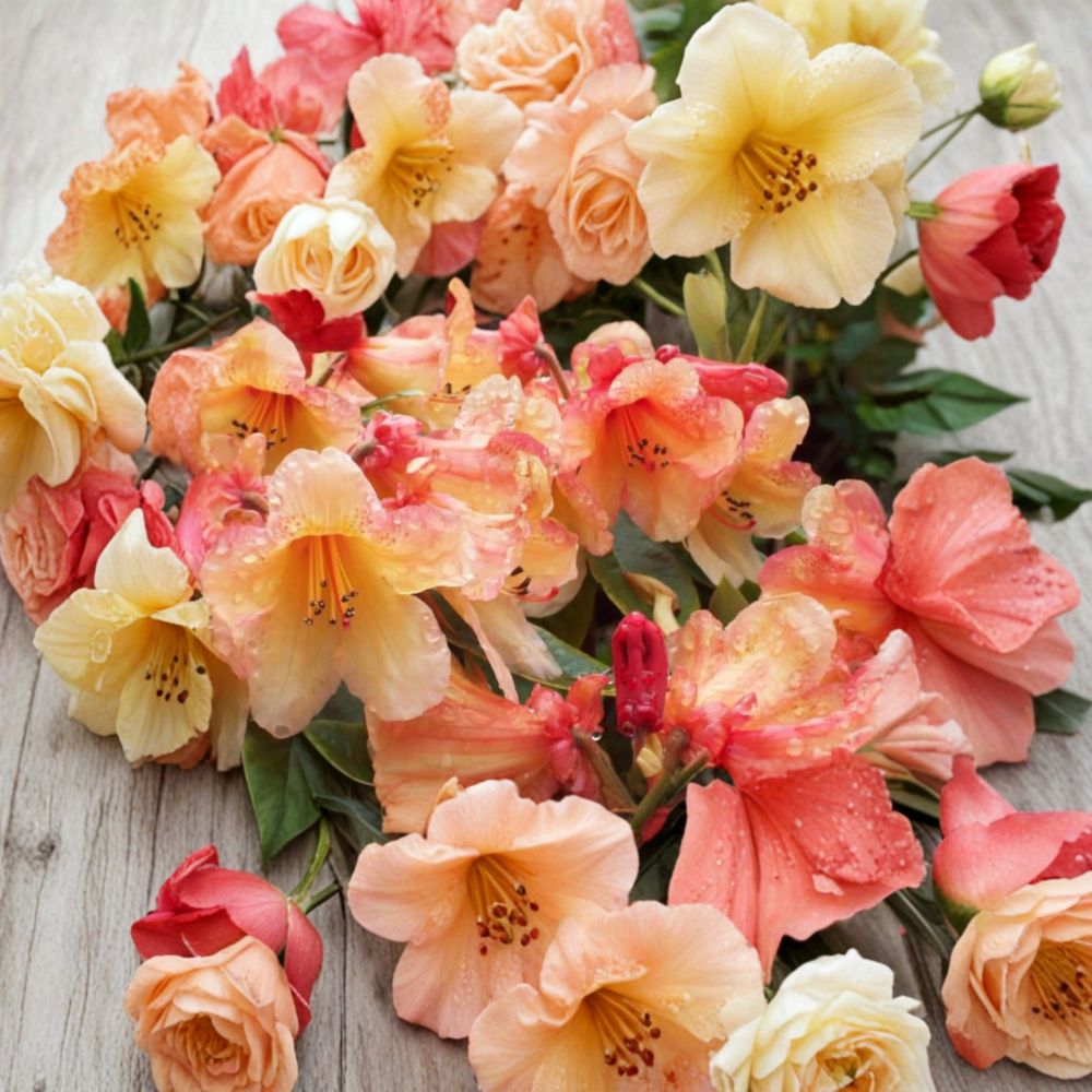 Rhododendron ‘Bergie Larson’ Live Evergreen Shrub | Yellow & Orange Blooms | Compact Landscape Plant | #2 Container Grown
