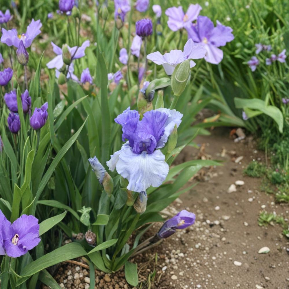 Bearded Iris Rhizomes 3 Pack – Violet & Blue Perennial Flowers – Iris ‘Crowned Heads’ – Garden Flower Bulbs, Easy to Grow