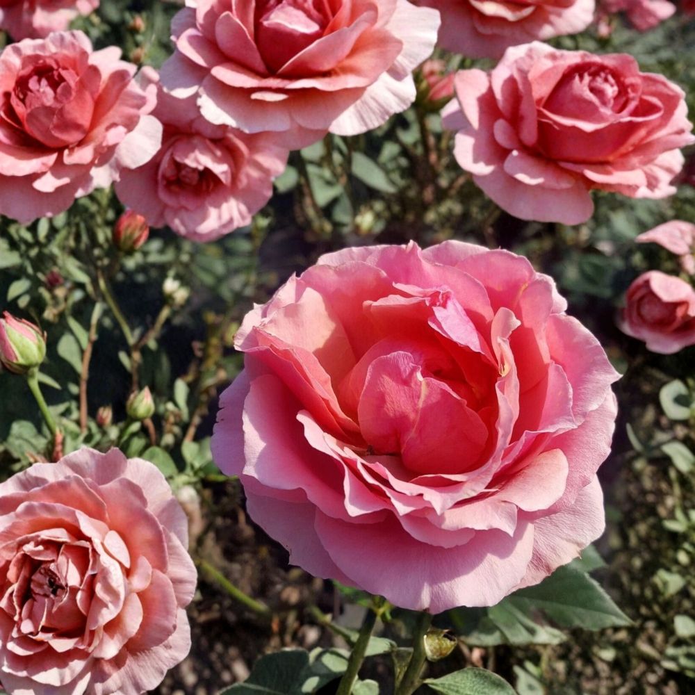 Princesse de Monaco Rose – Grandiflora Live Plant | Pink & Cream Blooms | 2 Gallon Garden Rose | Full Sun Flowering Shrub