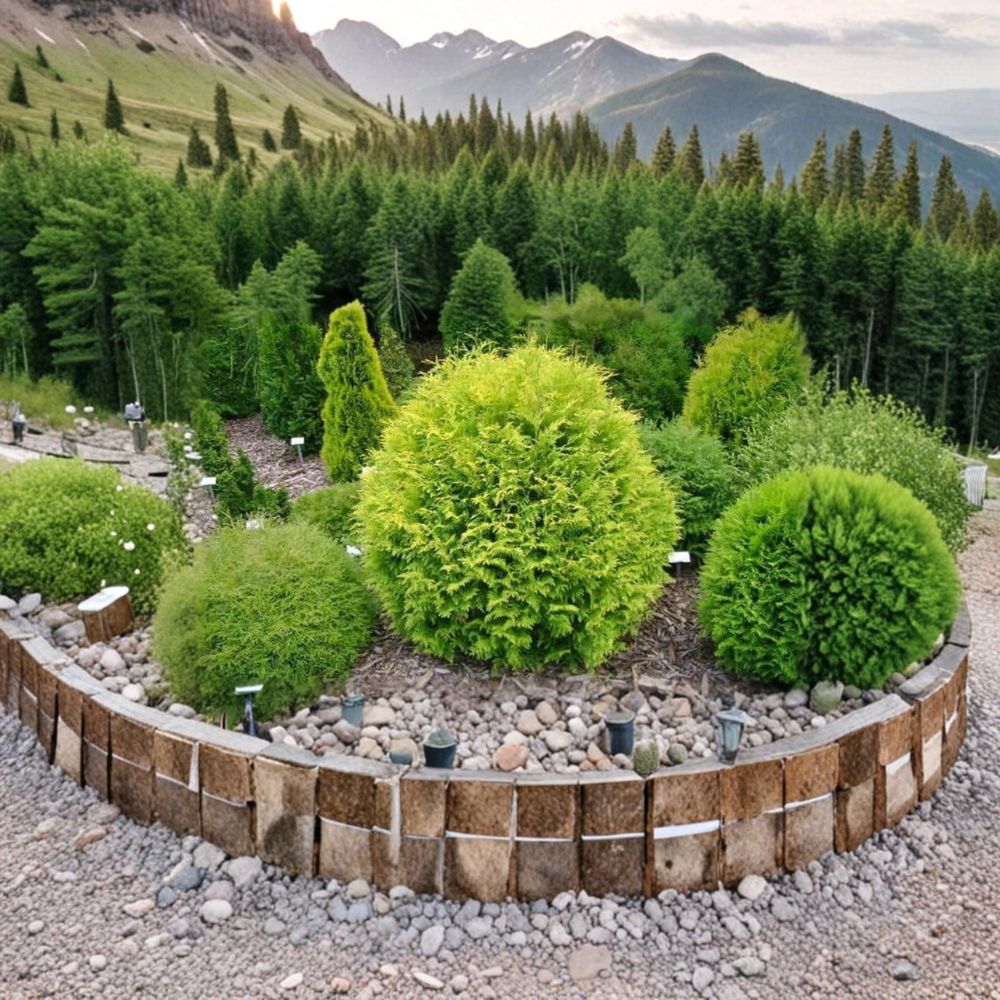 Thuja occidentalis 'Aurea' Golden Globe Arborvitae Live Plant 4 Inch Pot Compact Evergreen Shrub for Landscaping