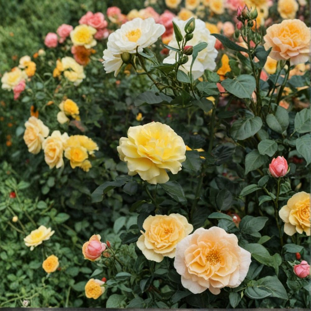 Sunsprite Floribunda Rose – 5 Gallon Live Bush Plant with Deep Yellow Fragrant Blooms, Compact Flowering Shrub, Includes Root Ball