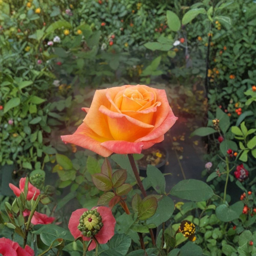 Arizona Rose Live Plant – Rosa Grandiflora 1 Gallon | Orange Yellow Blooms | Garden & Landscape Friendly