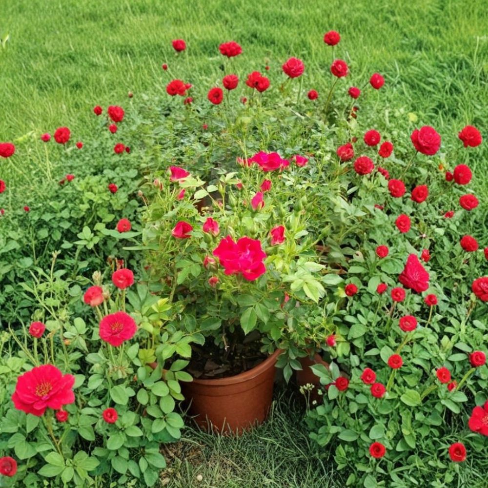 Red Drift Rose Groundcover Plant – 2 Gallon Live Shrub with Vibrant Red Blooms, Full Sun Landscape Rose, Easy Care Garden Shrub