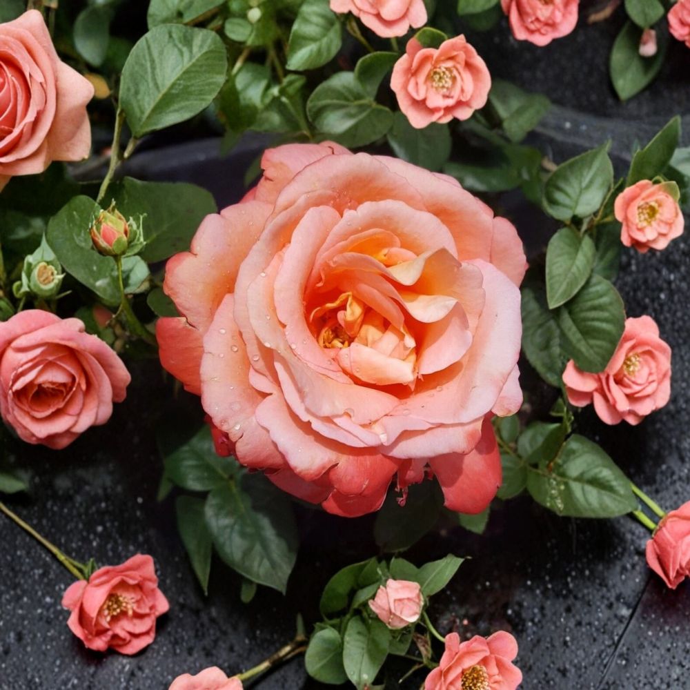 Voodoo Rose Hybrid Tea Live Plant – Orange Yellow Fragrant Blooms – 5 Gallon Garden & Landscape Rose Rosa