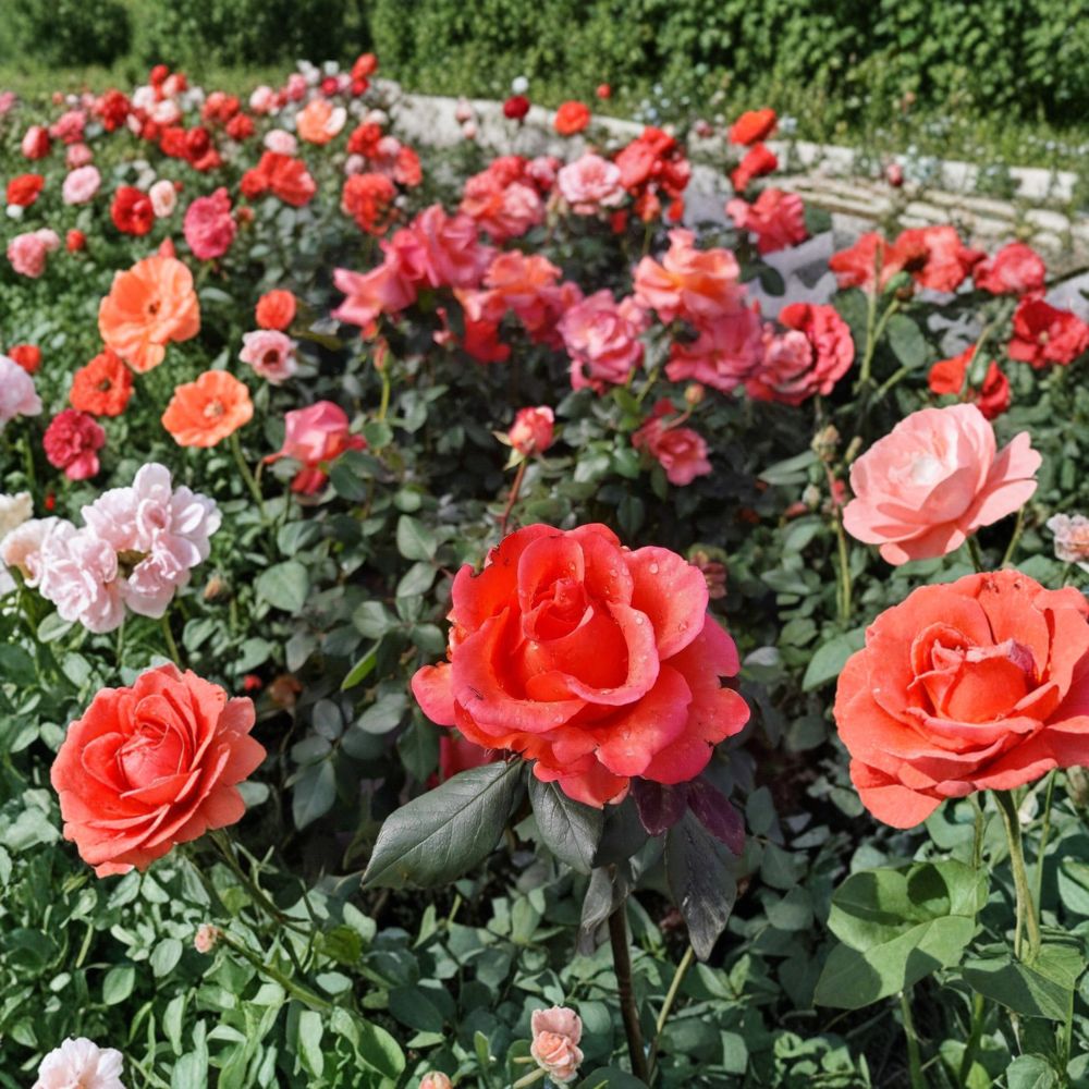 Ring of Fire Hybrid Tea Rose – Live Rose Bush Plant, 1 Gallon, Red Orange Yellow Blooms, Colorful Garden Rose, Full Sun Landscape Favorite