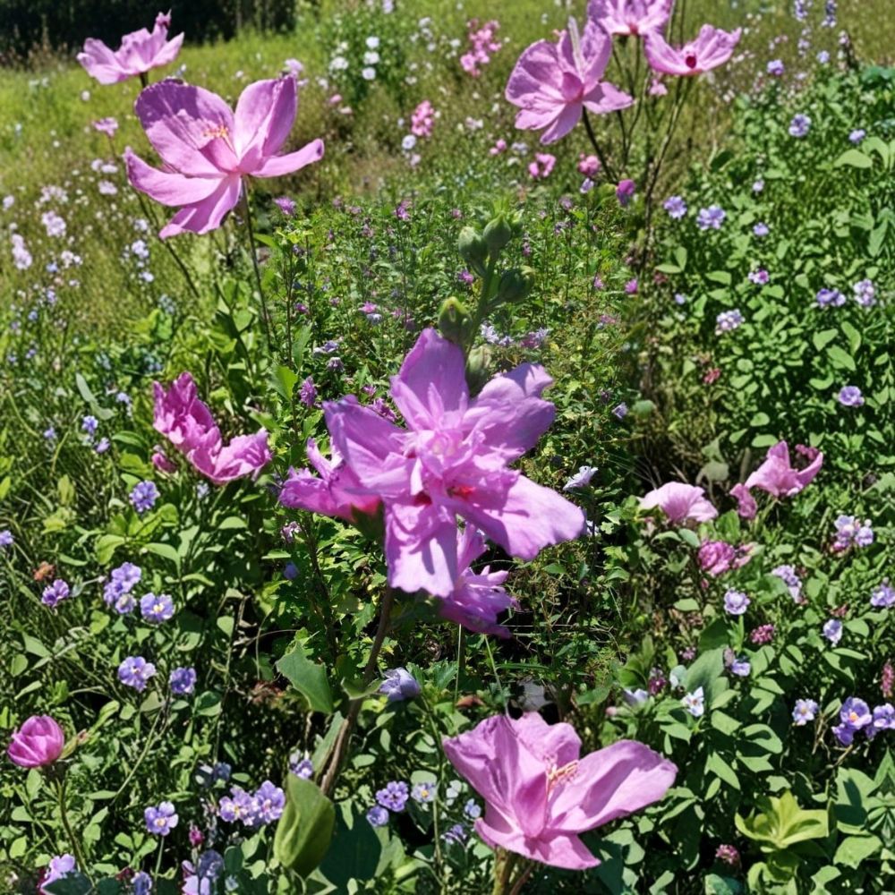 Double Flower Purple Althea Rose of Sharon Live Plant | 1 Gallon Hibiscus syriacus Shrub with Double Purple Blooms for Garden & Landscape