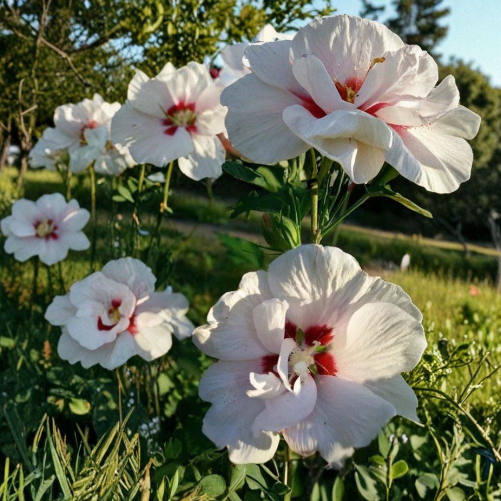Double Flower White Rose of Sharon Hibiscus syriacus Live Shrub 2 Gallon, Summer Blooming, Easy to Grow Landscape Plant