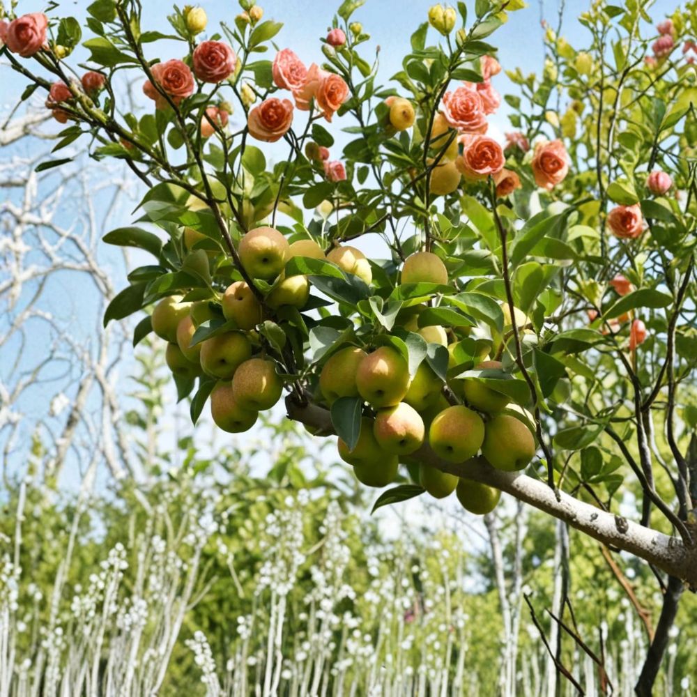 Fragrant Asian Pear Tree Grafted Pyrus betulifolia Korla Fragrant Pear Fruit Tree for Patio & Backyard