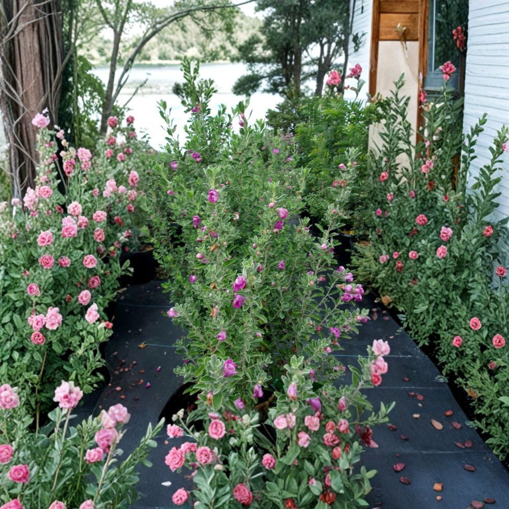 Purple Texas Sage Live Shrub – Drought Tolerant Evergreen Silver Foliage with Purple Blooms – Leucophyllum frutescens