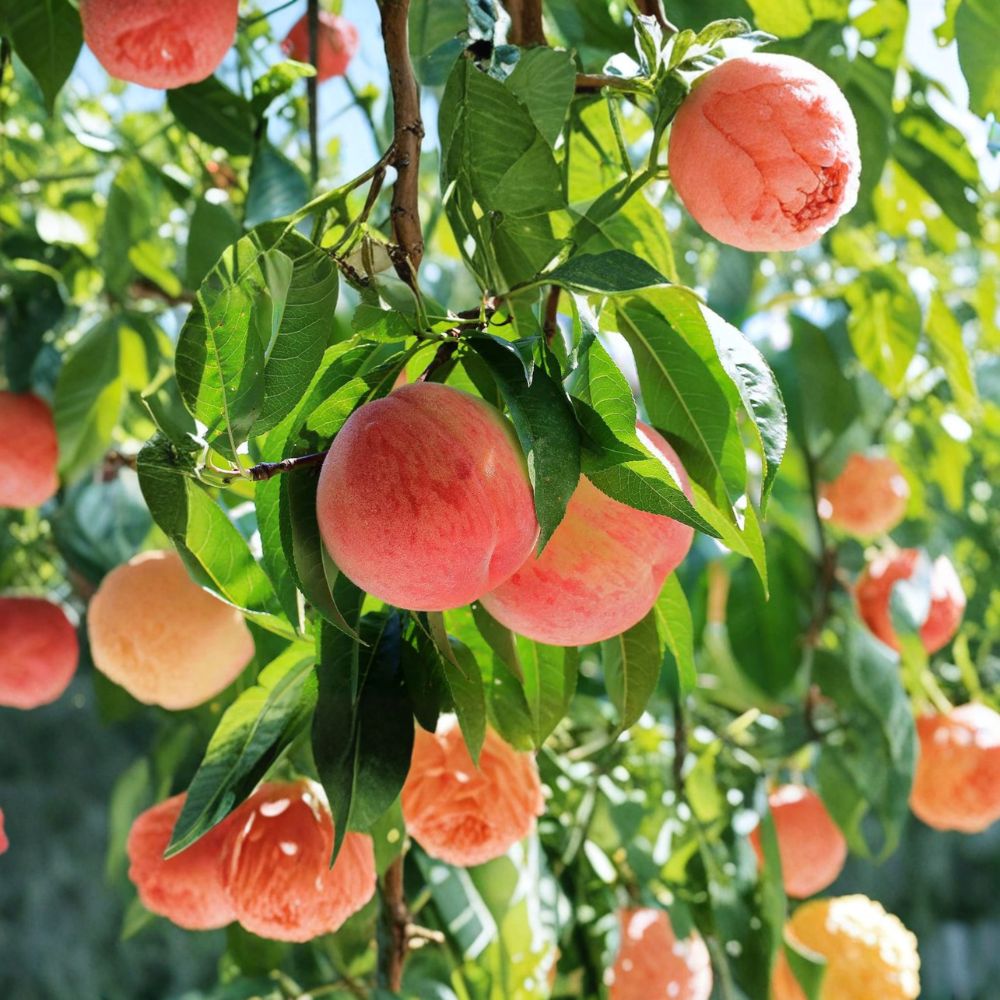 Hujing Honey Peach Tree – Prunus persica Live Plant, Yangshan Peach, Ultra Sweet Juicy Fruit, Chinese Variety, Early Summer Harvest