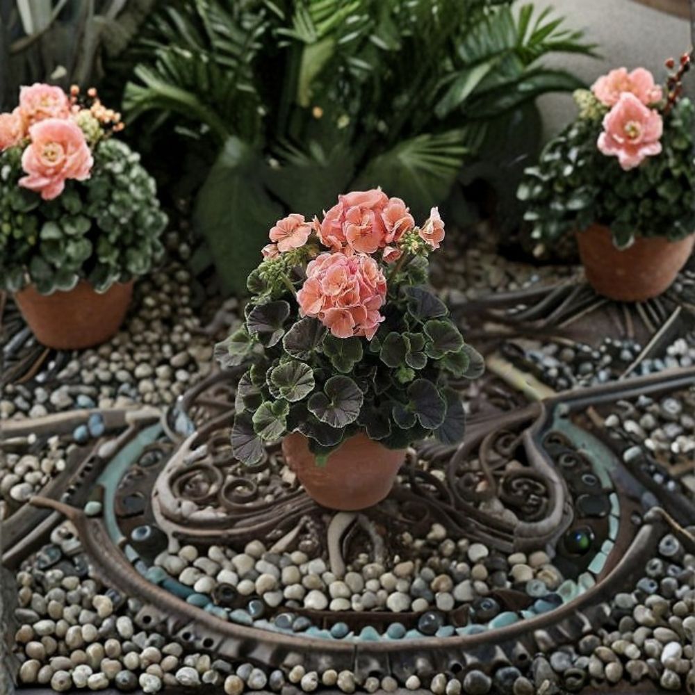 Geranium Bullseye Salmon Seeds | 1,000 Premium Pelargonium Seeds with Salmon Flowers & Chocolate Foliage | Easy to Grow Pot Plant