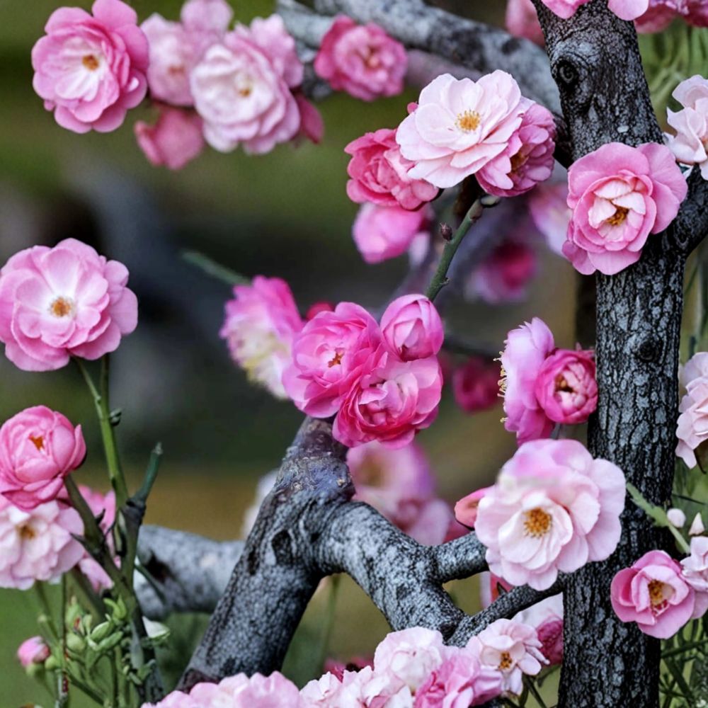Peach Pink Ume Tree Live Plant – Prunus mume Flowering Apricot with Fragrant Double Blossoms, Ornamental Plum Tree for Garden and Landscape