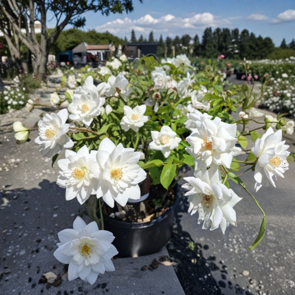 Iceberg Floribunda Rose – Live Bush Plant in 3 Gallon Pot, Pure White Flowers, Repeat Blooming, Rosa Hybrid Garden Shrub
