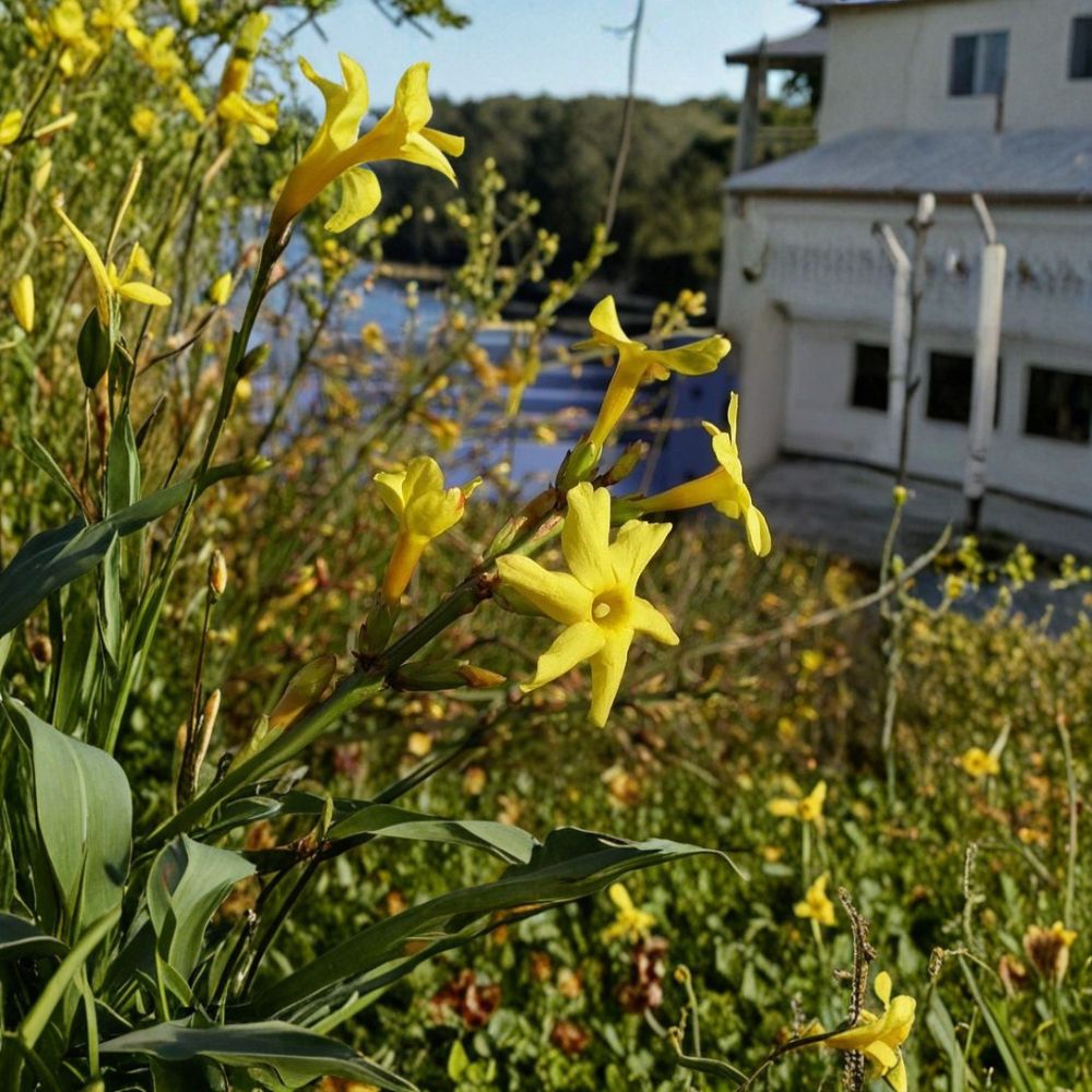 Winter Jasmine Live Plant – Rooted Cutting with Yellow Winter Blooms – Cold Hardy Shrub Jasminum nudiflorum