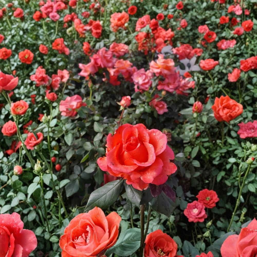 Ring of Fire Rose – Hybrid Tea Live Plant, 3 Gallon, Vibrant Red-Orange Blooms, Easy Care Flowering Bush for Garden & Landscape