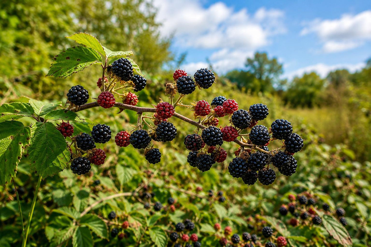 Mysore Raspberry Plant - Tropical Flowering Bush with Red Indigo Fruit - Rubus niveus - Garden Shrub for Warm Climates