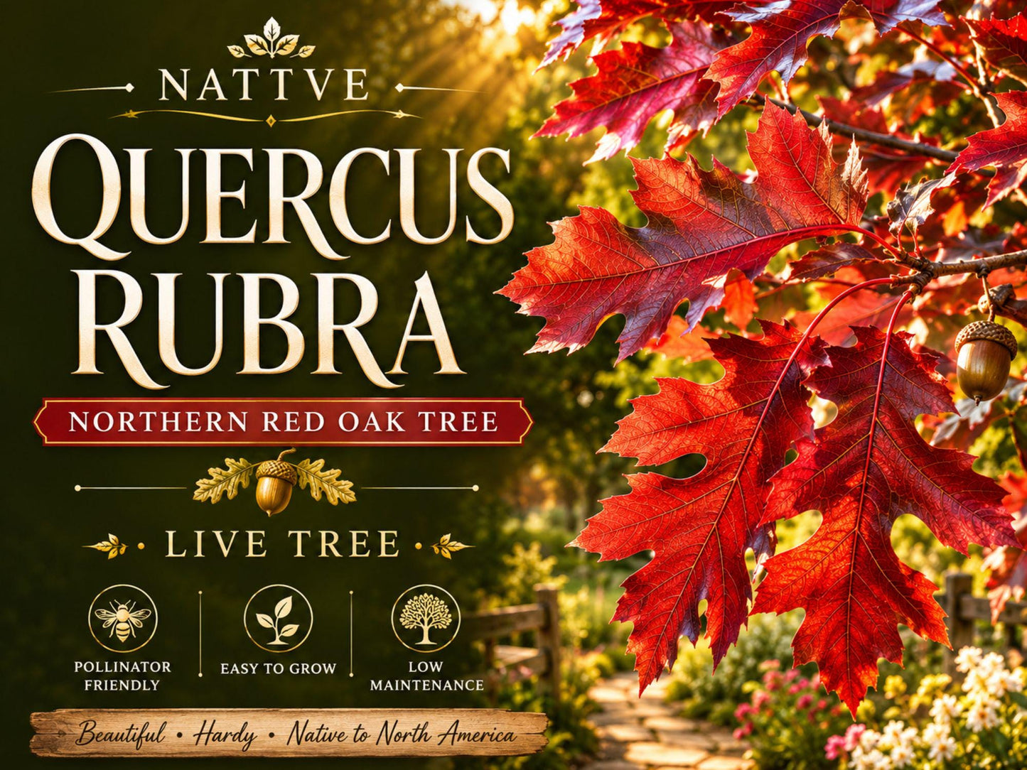 Northern Red Oak Bare Root Tree 12-24" Quercus rubra Deciduous Shade Tree Wildlife Landscape