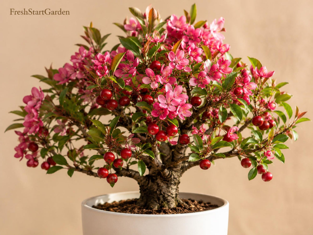 Roselow Crabapple Tree - Compact Flowering Malus spp. with White Blossoms & Red Fruit – Wildlife-Friendly Landscape Plant