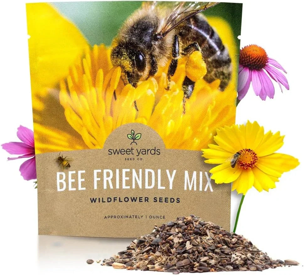 Wildflower Seed Mix 1 Ounce - Bee Friendly Variety for Pollinator Gardens - Over 7,500 Open-Pollinated Seeds
