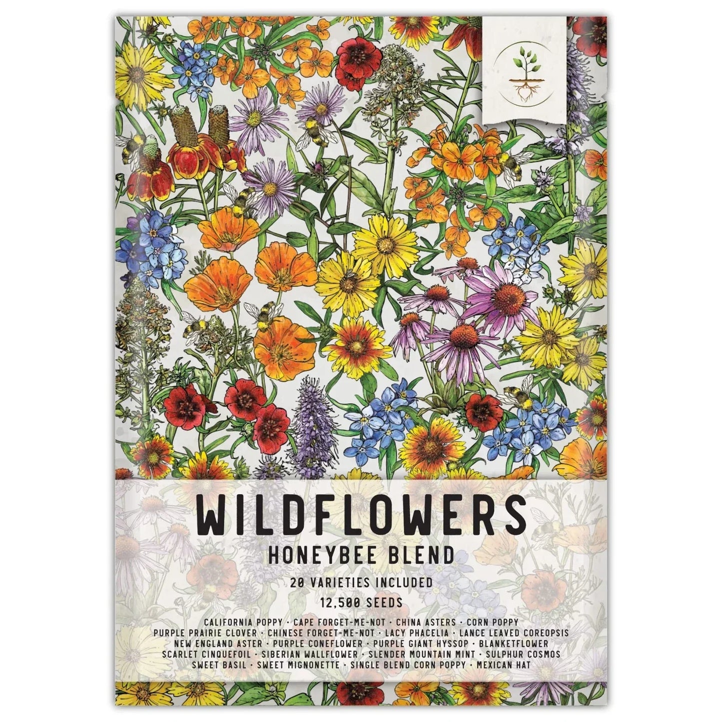 Bulk Wildflower Seeds - Honey Bee Mix Medium Pack, 12,500 Seeds, Pollinator-Friendly, Native Wildflowers for Eco-Friendly Gardening