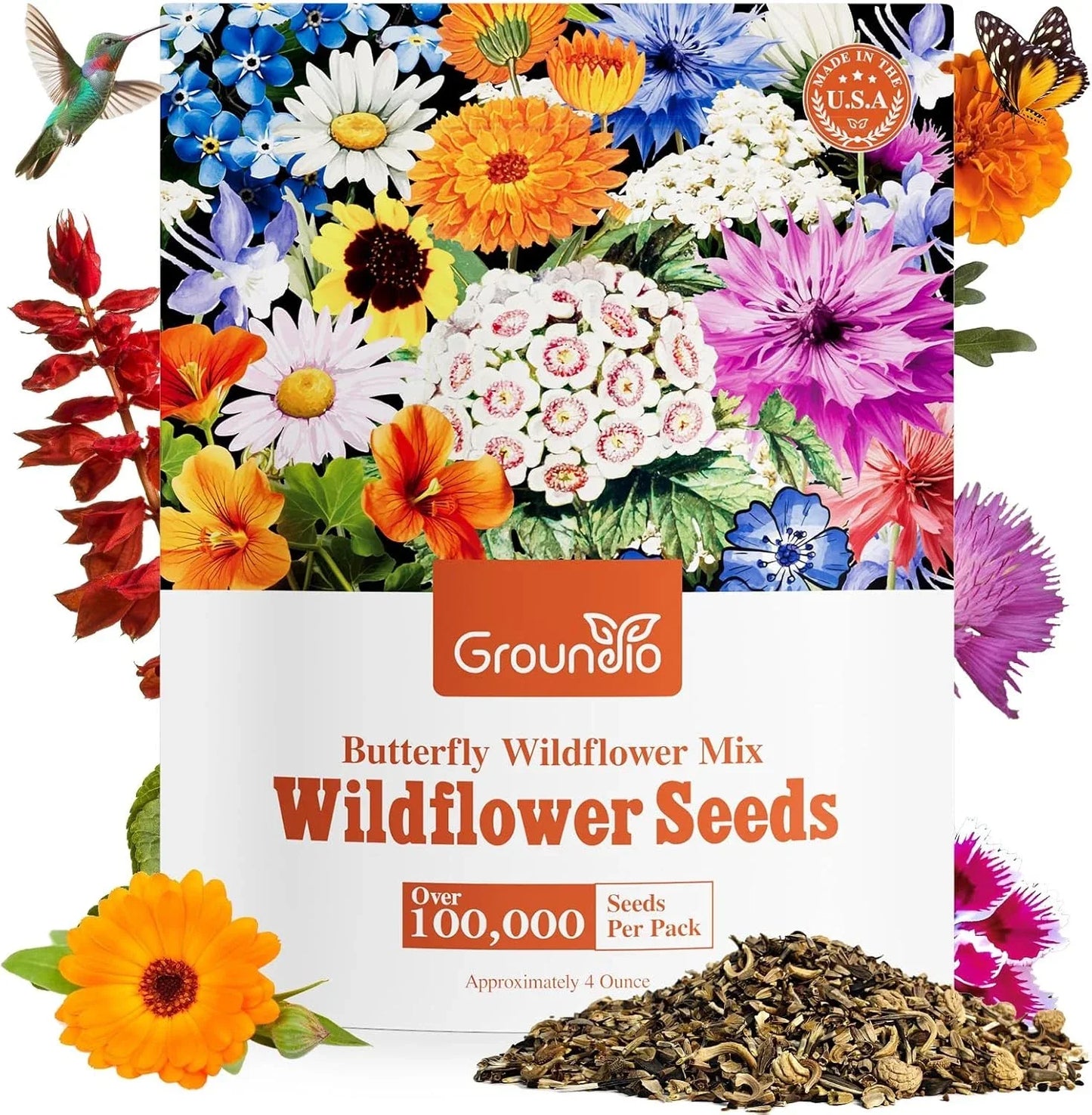 Bulk Perennial Wildflower Seeds 1/4 Lb Mix – 26 Native Flower Varieties for Garden, Pollinator Attracting, Easy to Grow