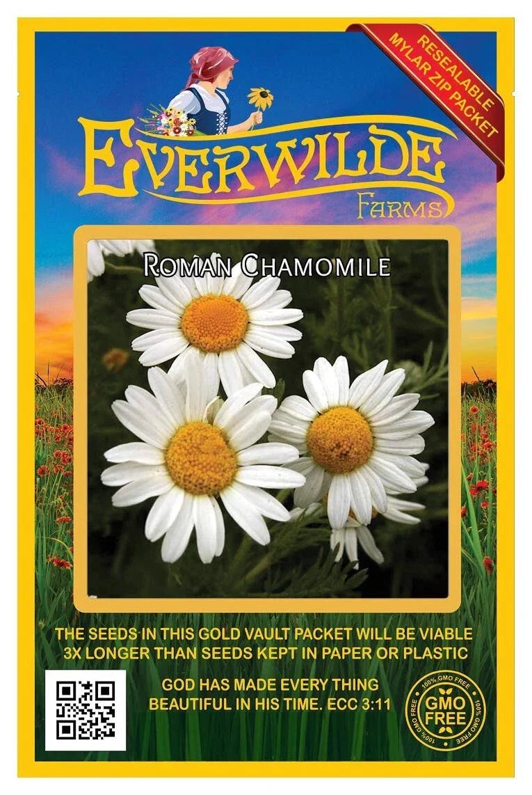 Roman Chamomile Wildflower Seeds - 1 Oz Mylar Packet - Anthemis nobilis - Easy to Grow, Fragrant Daisies, Beneficial Insects Attractor