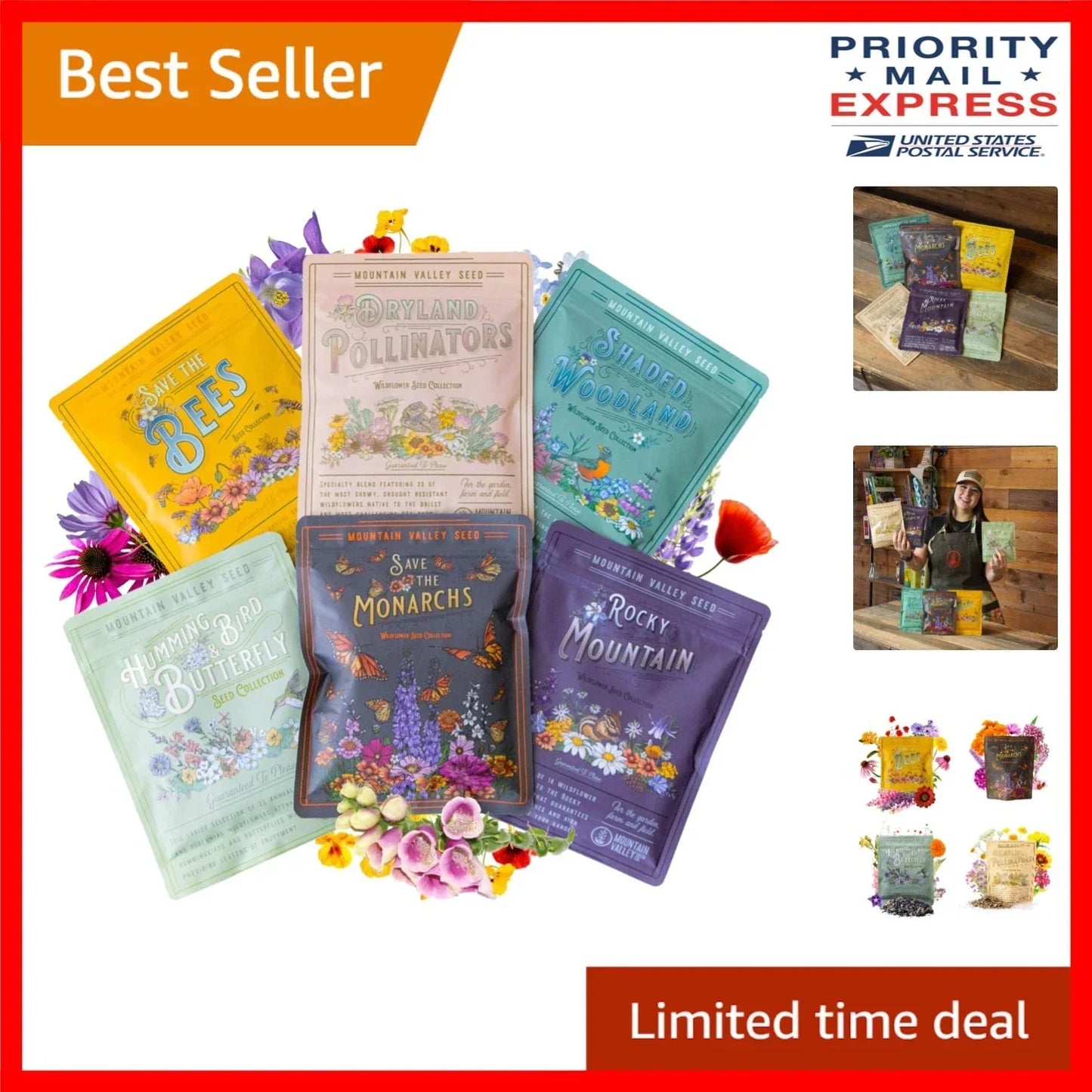 Wildflower Seeds Collection - 6 Mixes for Monarch & Pollinator Support - Native Wildflowers for Bees & Butterflies