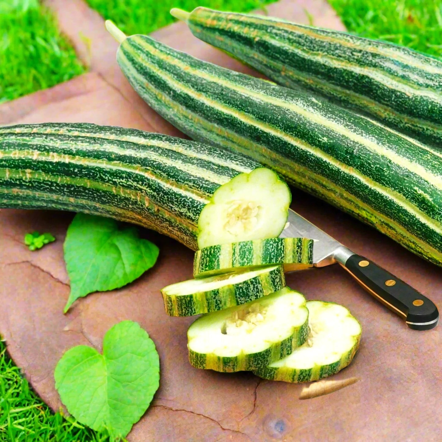 Striped Armenian Cucumber Seeds | Painted Serpent Yard Persian Snake | Cucumis melo var. flexuosus, Organic, Non-GMO