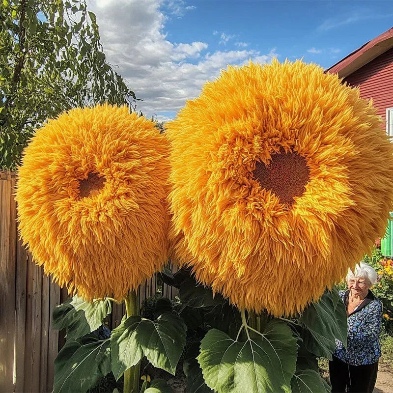 Giant Teddy Bear Sunflower Seeds 50pcs - Bright Yellow Double Blooms Helianthus annuus for Garden, Borders & Cut Flowers