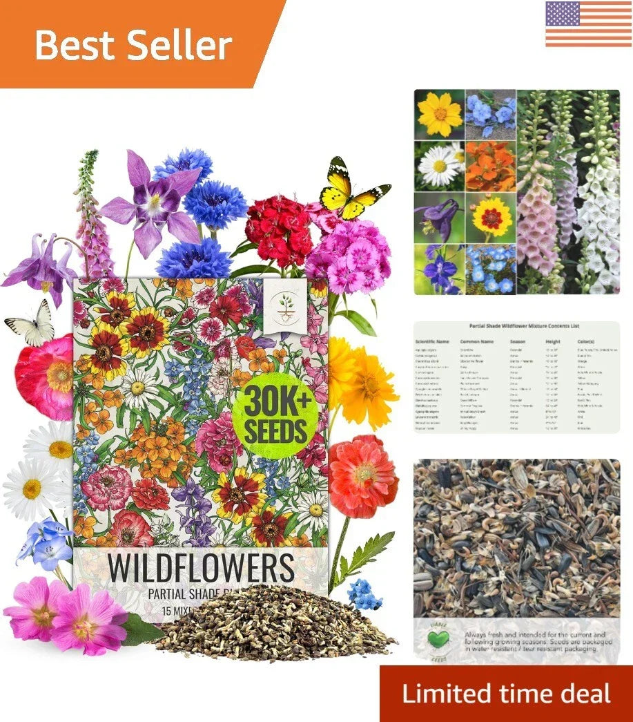 Wildflower Seed Mix 2 Oz for Shade Tolerant Gardens | Native Pollinator Seeds | Non-GMO, Easy to Grow