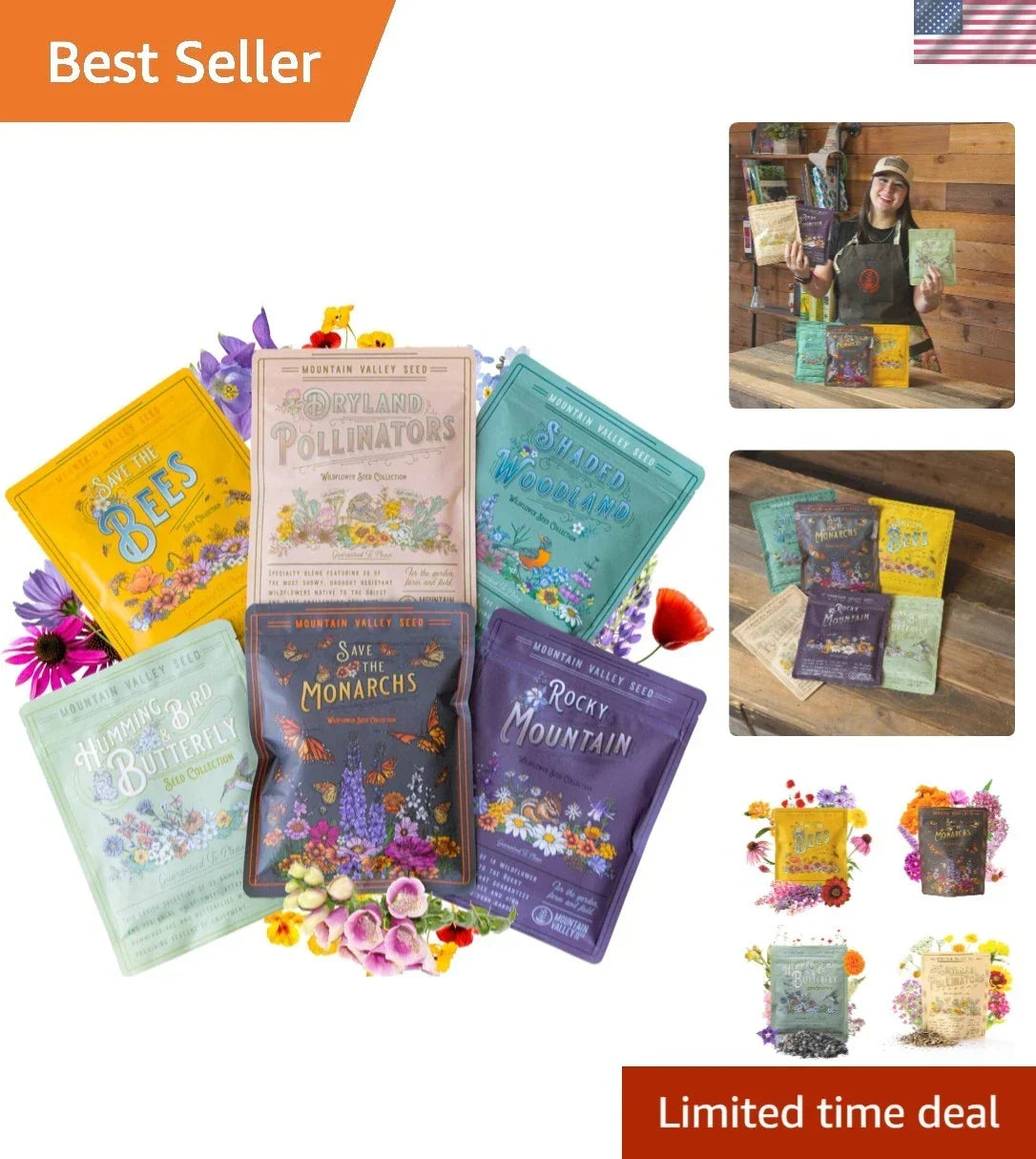 Wildflower Seeds Collection - 500,000+ Native Seeds for Gardens, Attract Butterflies & Hummingbirds, Pollinator-Friendly Bulk Seed Packet