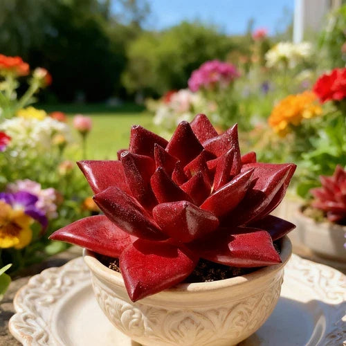 Echeveria Agavoides v. Romeo Rubin Succulent Plant - Bare Root, Ruby Red Variety, Easy Care Live Plant