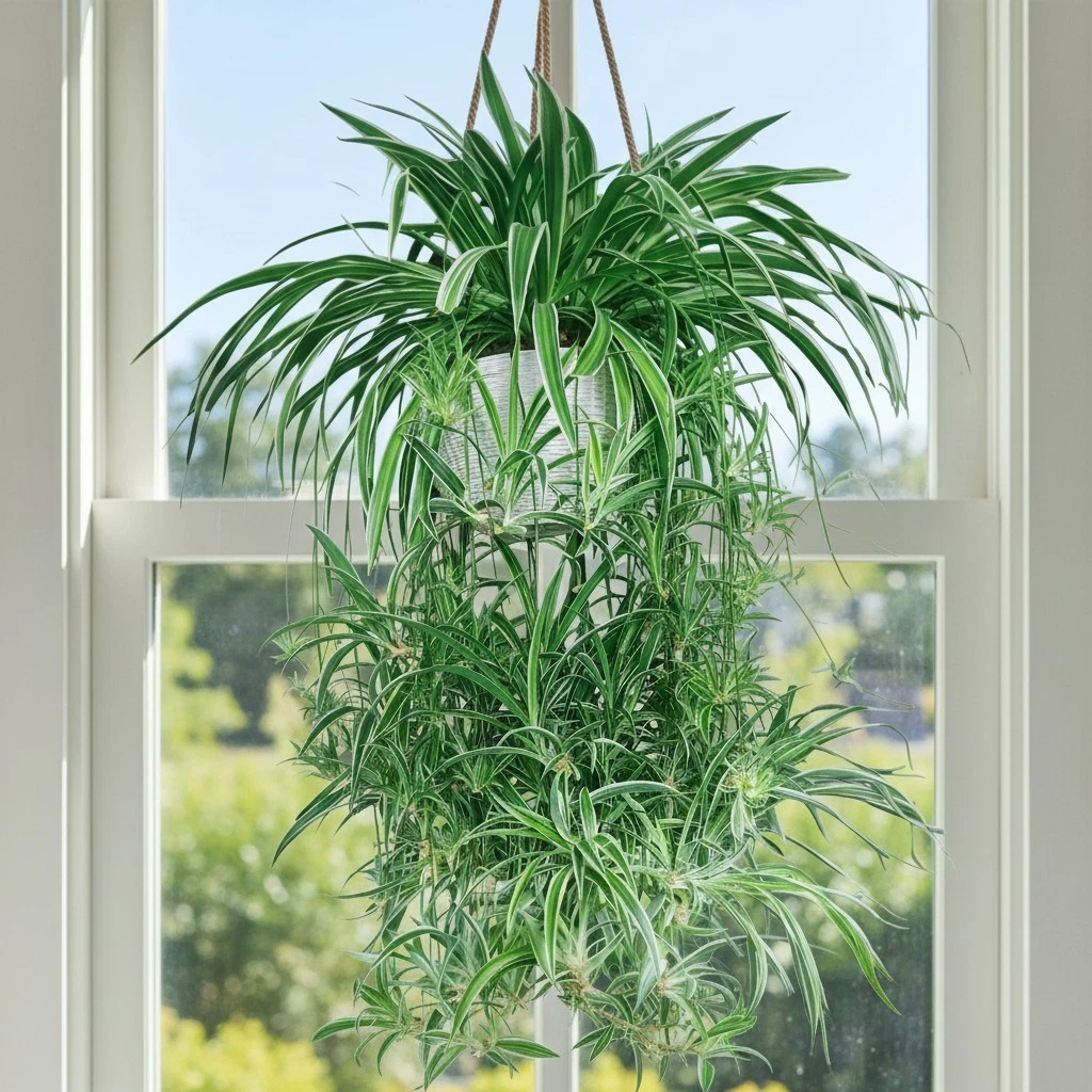 Rooted Spider Plant Cuttings – 2 Live Chlorophytum Comosum Offshoots for Indoor Potting and Hanging Baskets