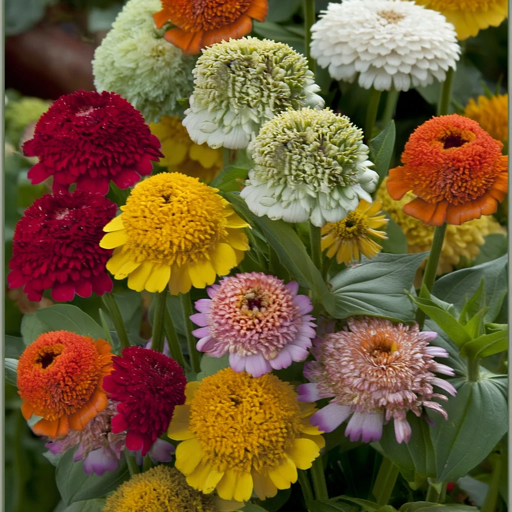 Crested Petal Zinnia Seeds 25 Count Tall Annual Flowers with Ruffled Crown Blooms, Vibrant Garden Flowers, Pollinator Attracting
