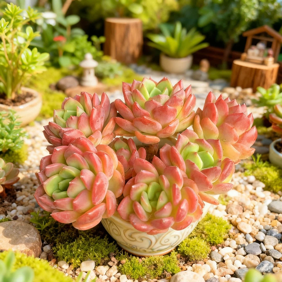 Echeveria Fanta Succulent Live Plant Bare Root Rosette for Indoor Outdoor Container Garden Drought-Tolerant