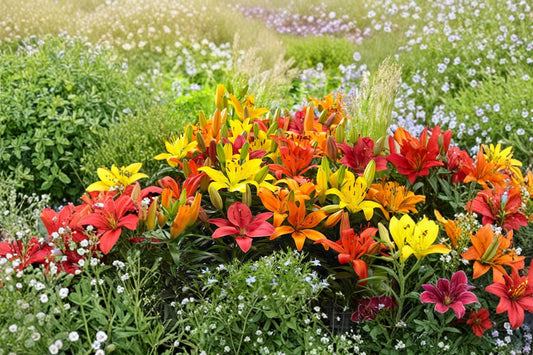 Lilium Asiatic Lily Bulbs | Mixed Grower's Choice Perennial Flower Set | Bareroot Pollinator Garden Plants