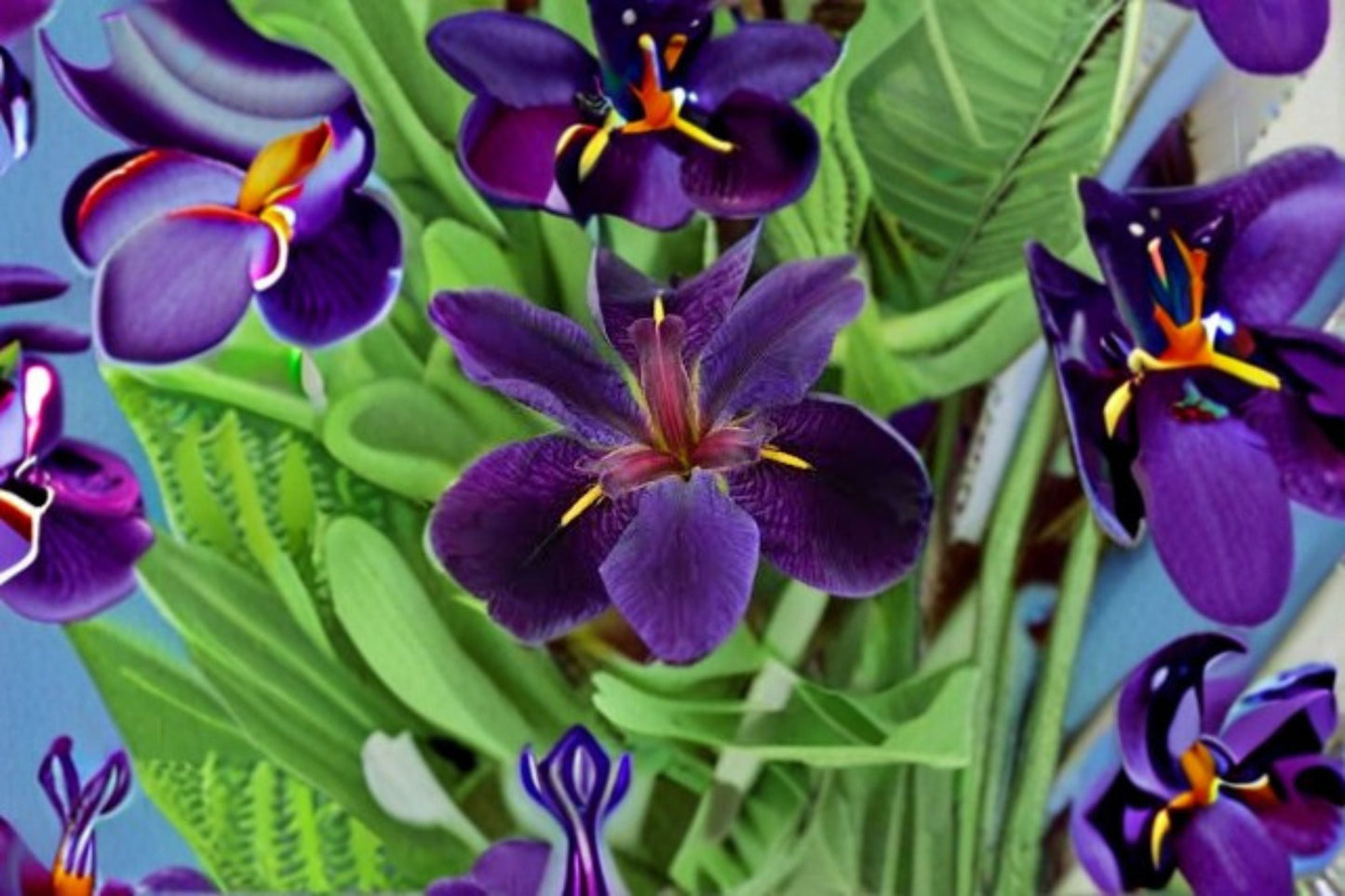 Black Gamecock Louisiana Iris Live Plant – Purple Pond Iris Rhizome for Water Gardens and Wetlands