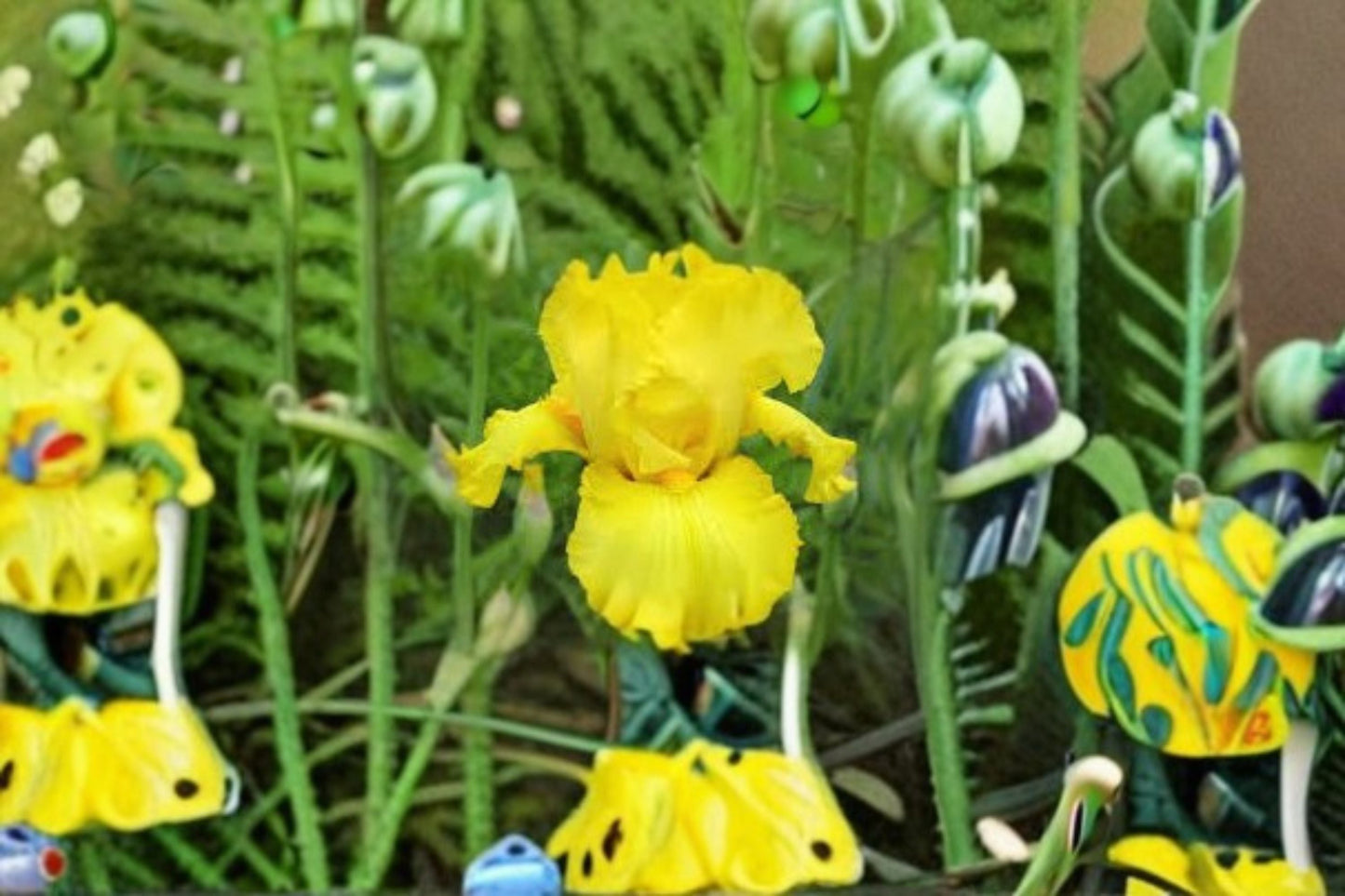 Picasso Moon Iris Live Plant – Lemon Yellow Bearded Iris – Iris germanica – Bright Garden Flower for Beds & Containers