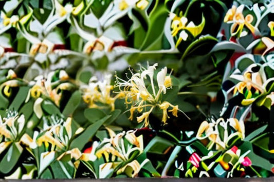 Japanese Honeysuckle Plant – Lonicera japonica – Fragrant Climbing Vine with White and Yellow Tubular Flowers for Gardens and Trellises