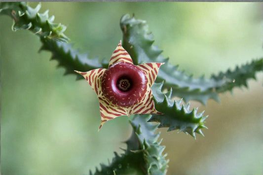 Huernia zebrina Succulent with 3 Offsets, Striped Lantern-Shaped Stems, Easy Care Indoor or Outdoor Plant